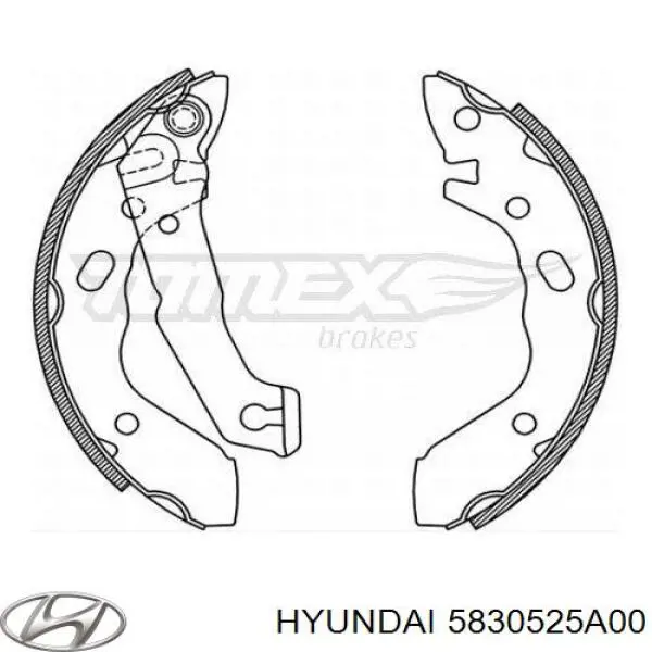 Задние барабанные колодки 5830525A00 Hyundai/Kia
