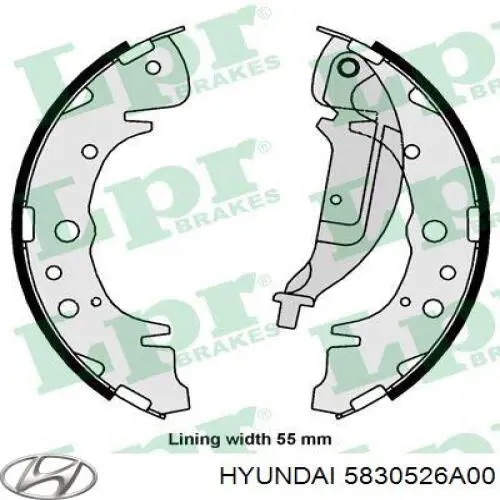 Задние барабанные колодки 5830526A00 Hyundai/Kia