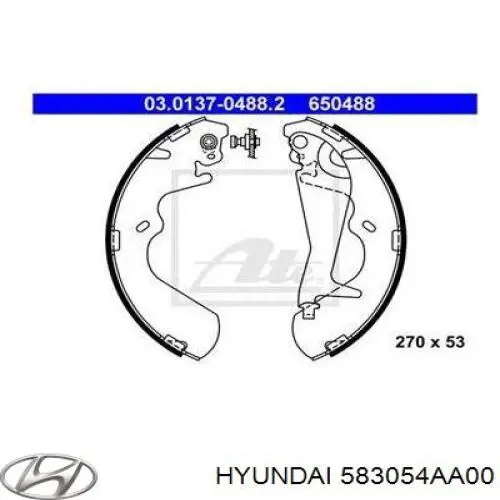 Купить 583054AA00 Hyundai/Kia Задние барабанные тормозные колодки