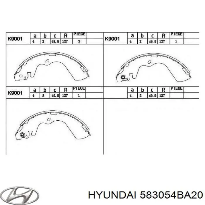 Купить 583054BA20 Hyundai/Kia Задние барабанные тормозные колодки