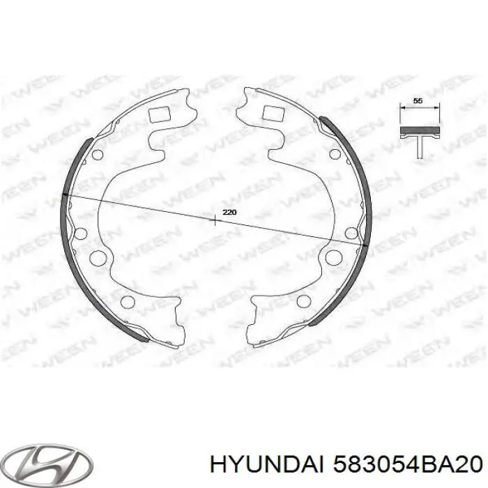 583054BA20 Hyundai/Kia Барабанные тормозные колодки