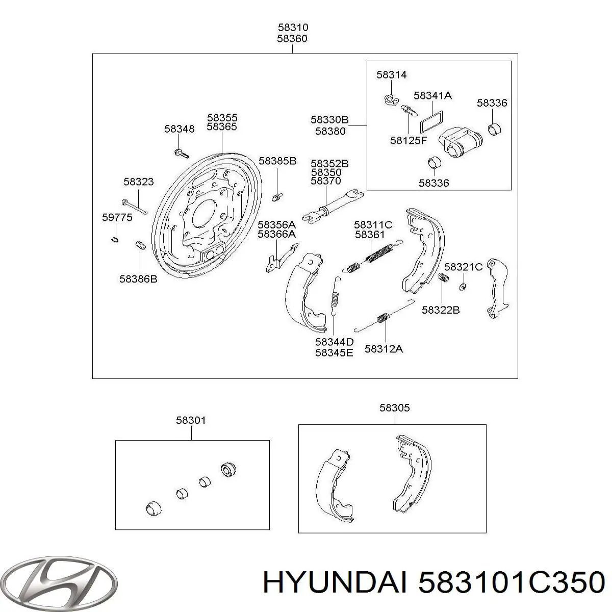 583101C350 Hyundai/Kia Тормозной суппорт задний левый