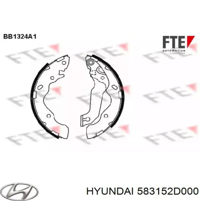 Задние барабанные колодки 583152D000 Hyundai/Kia