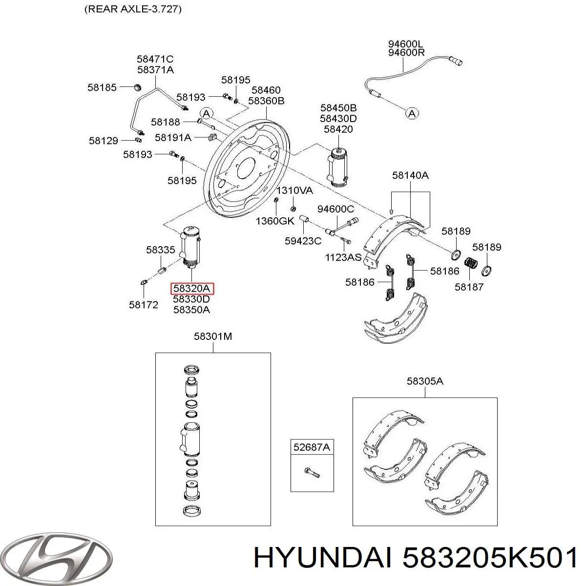 Cilindro traseiro do freio de rodas de trabalho para Hyundai County 