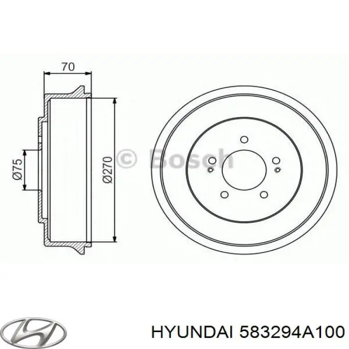 583294A100 Hyundai/Kia барабан тормозной задний