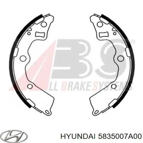 Задние барабанные колодки 5835007A00 Hyundai/Kia