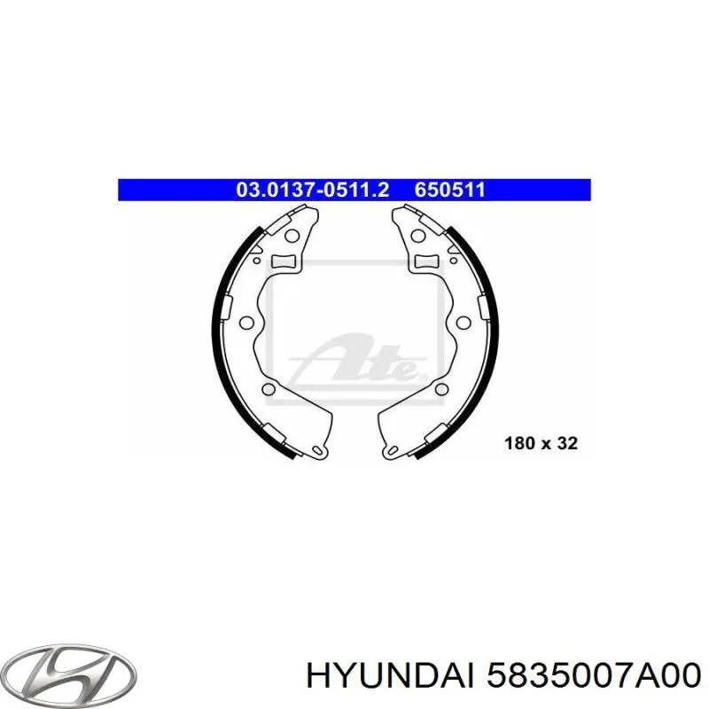 Купить 5835007A00 Hyundai/Kia Задние барабанные тормозные колодки