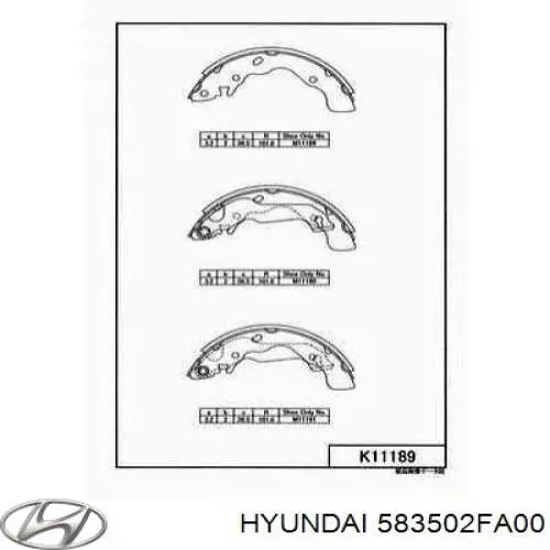 Купить 583502FA00 Hyundai/Kia Задние барабанные тормозные колодки