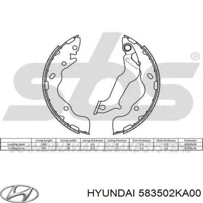 583502KA00 Hyundai/Kia Барабанные тормозные колодки