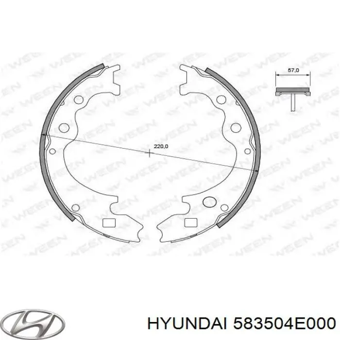 Задние барабанные колодки 583504E000 Hyundai/Kia
