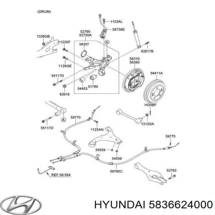 Скоба тормозного суппорта заднего на Hyundai Atos MX