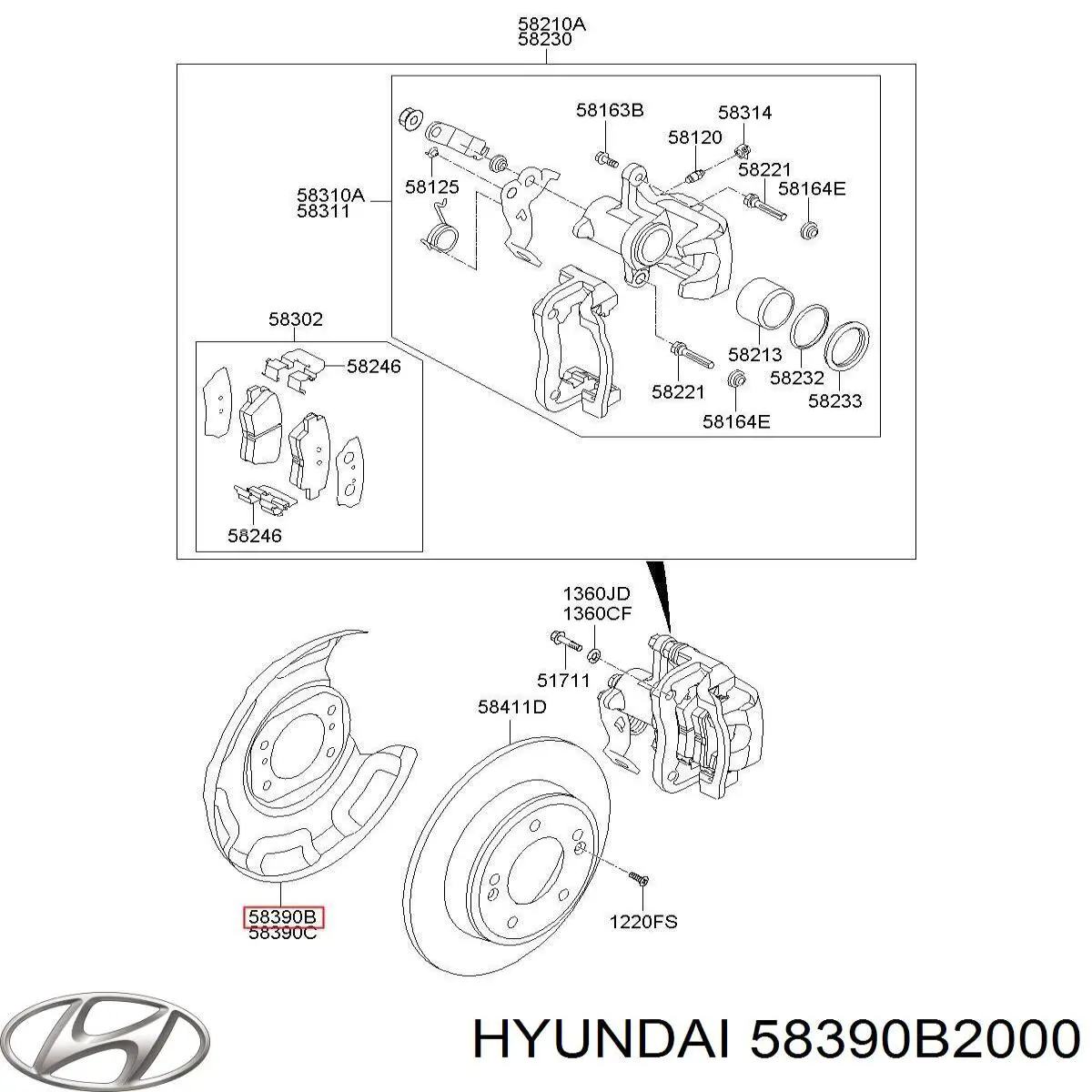 58390B2000 Hyundai/Kia Пыльник тормозного диска заднего левый