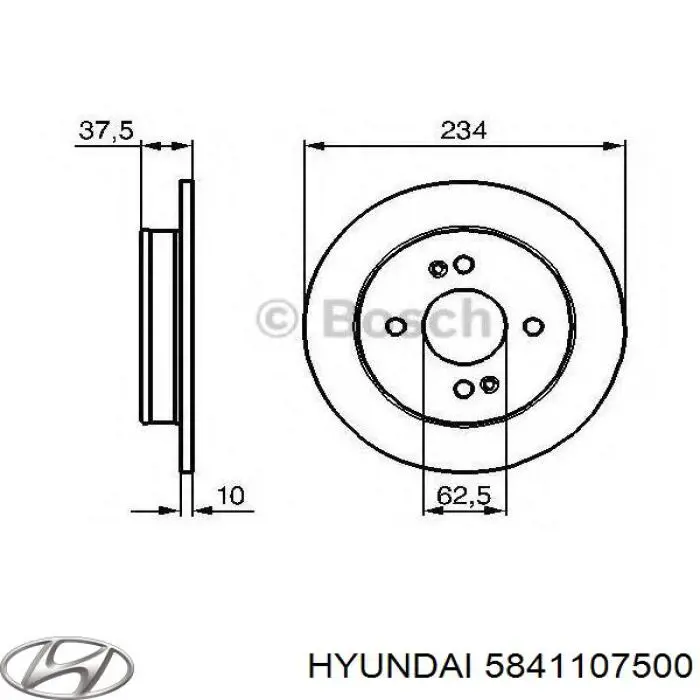 Тормозные диски 5841107500 Hyundai/Kia