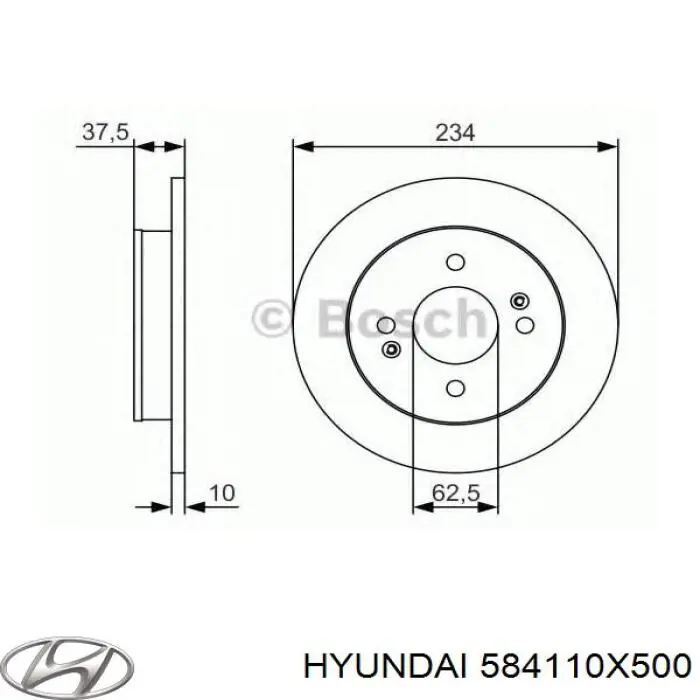 Тормозные диски 584110X500 Hyundai/Kia