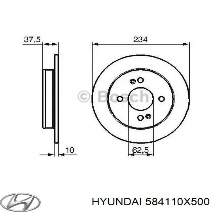 Купить 584110X500 Hyundai/Kia Диск тормозной задний