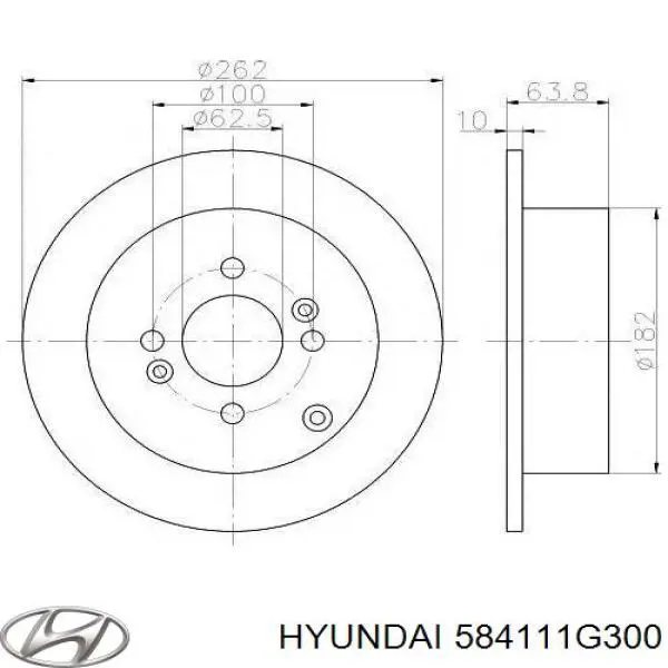Задний тормозной диск Hyundai/Kia 584111G300 цена, от 27.54 USD