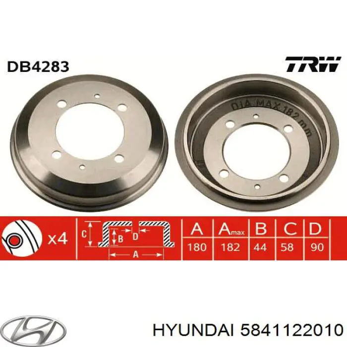 5841122010 Hyundai/Kia Тормозной барабан