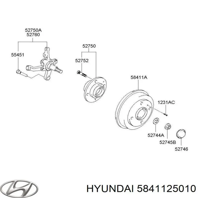 Тормозной барабан 5841125010 Hyundai/Kia