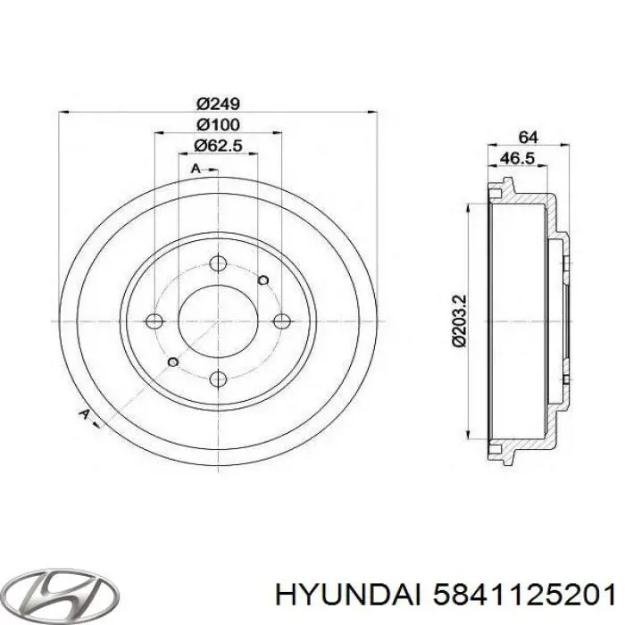 Купить 5841125201 Hyundai/Kia Тормозной барабан