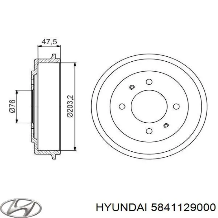 Тормозной барабан 5841129000 Hyundai/Kia