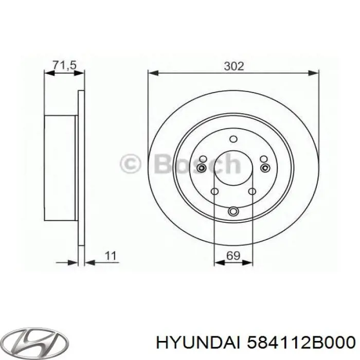 Тормозные диски 584112B000 Hyundai/Kia
