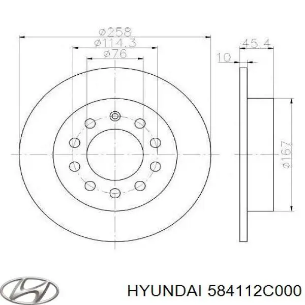 Задний дисковый тормоз Hyundai/Kia 584112C000