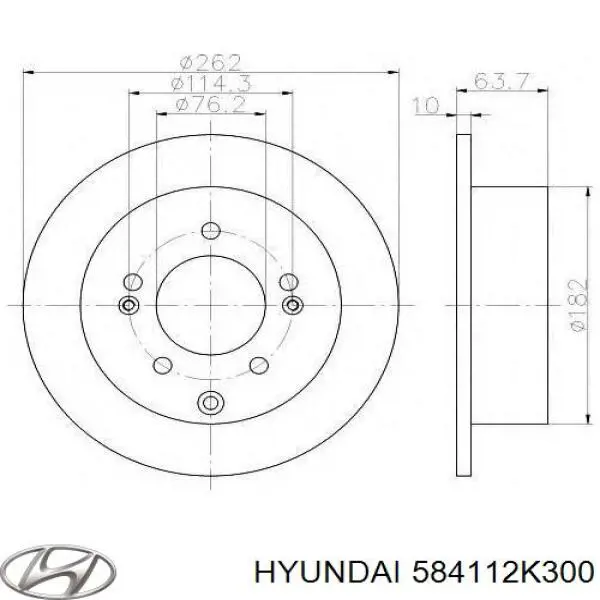Купить 584112K300 Hyundai/Kia Диск тормозной задний