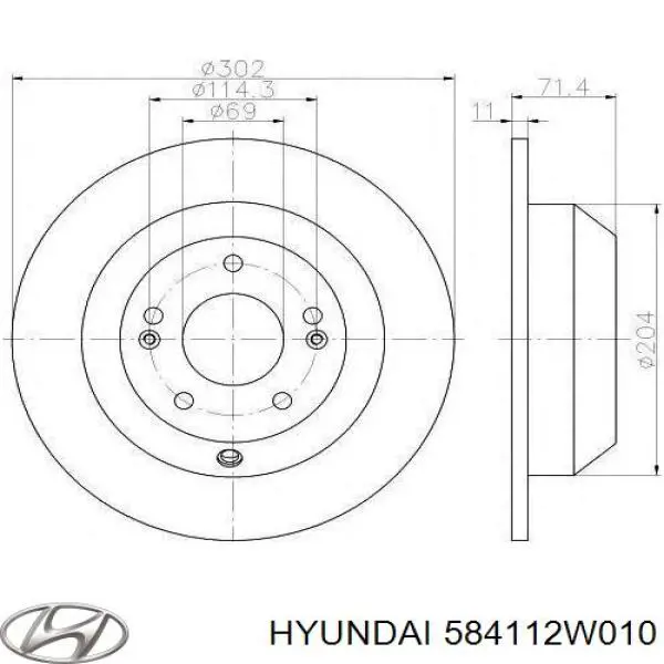 584112W010 Hyundai/Kia disco do freio traseiro