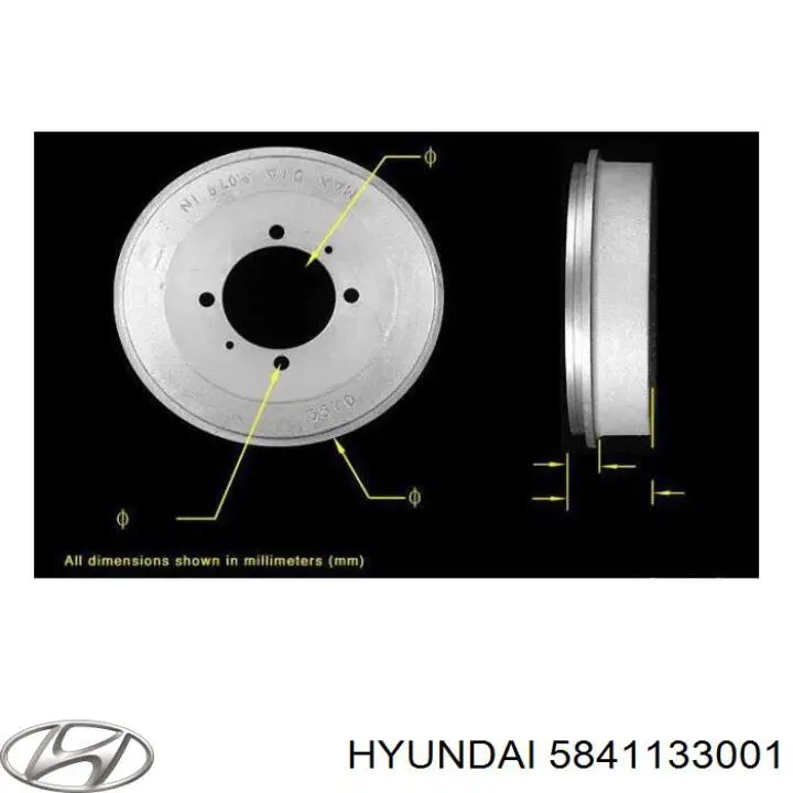 Тормозной барабан 5841133001 Hyundai/Kia