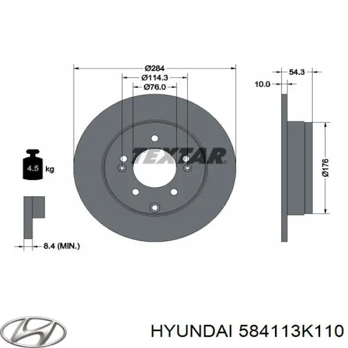 Compre 584113K110 Hyundai/Kia Disco do freio traseiro