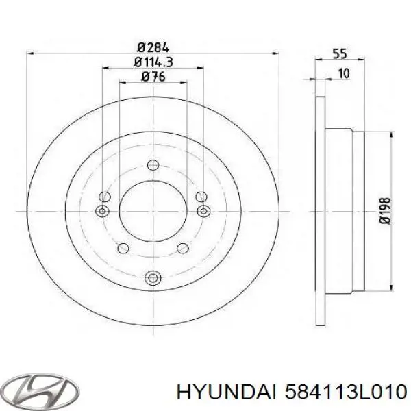 Купить 584113L010 Hyundai/Kia Диск тормозной задний