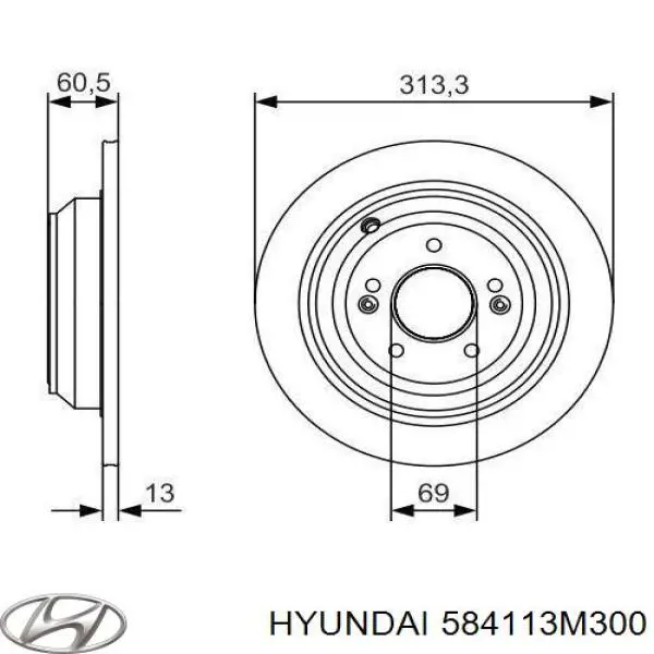 Купить 584113M300 Hyundai/Kia Диск тормозной задний