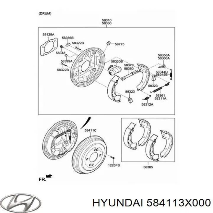 Тормозной барабан 584113X000 Hyundai/Kia