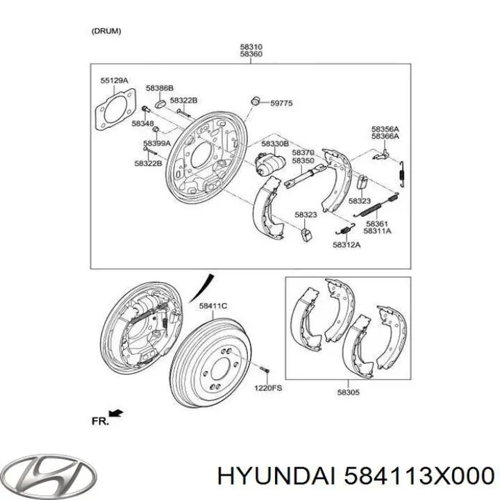 Барабан гальмівний задній 584113X000 Hyundai/Kia