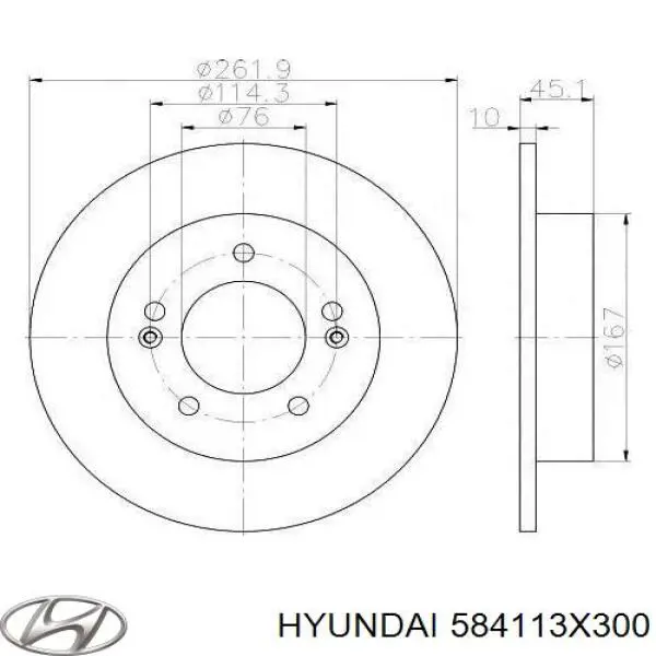 584113X300 Hyundai/Kia диск тормозной задний