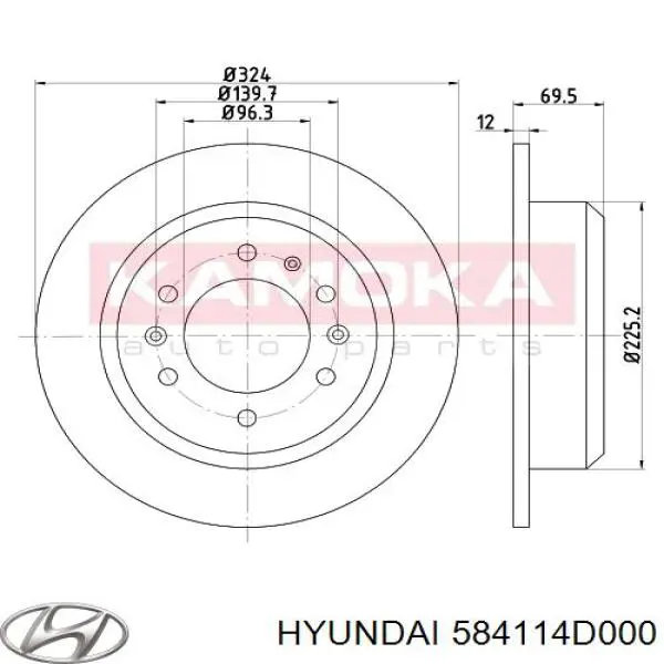 Тормозные диски 584114D000 Hyundai/Kia