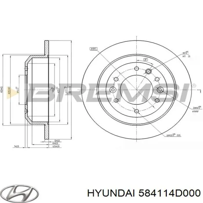 Тормозные диски 584114D000 Hyundai/Kia