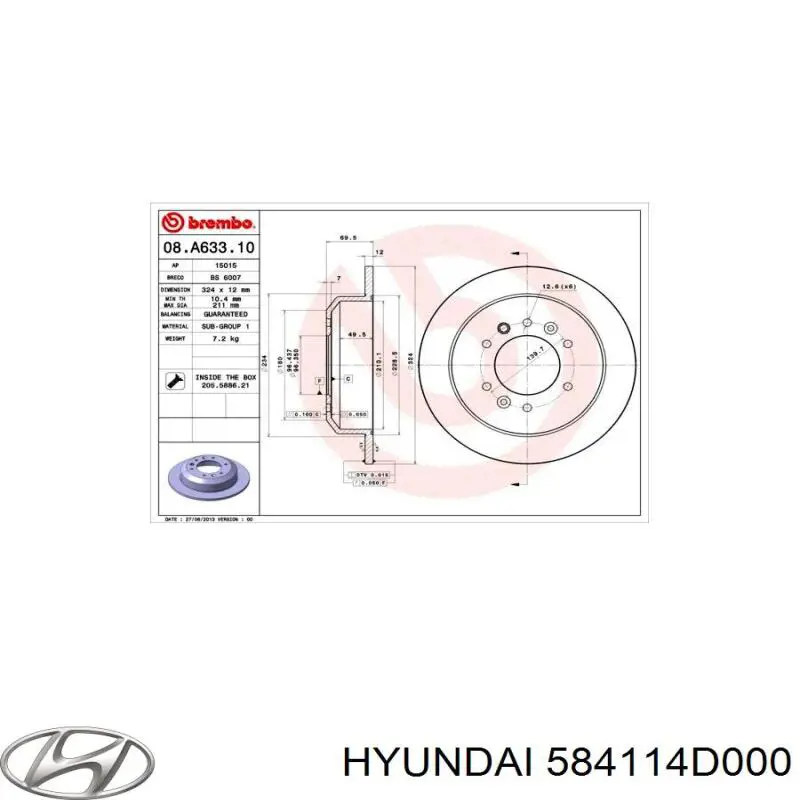 Задний тормозной диск Hyundai/Kia 584114D000 цена, от 50.84 USD