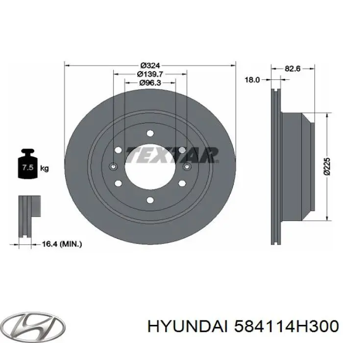 Купить 584114H300 Hyundai/Kia Диск тормозной задний