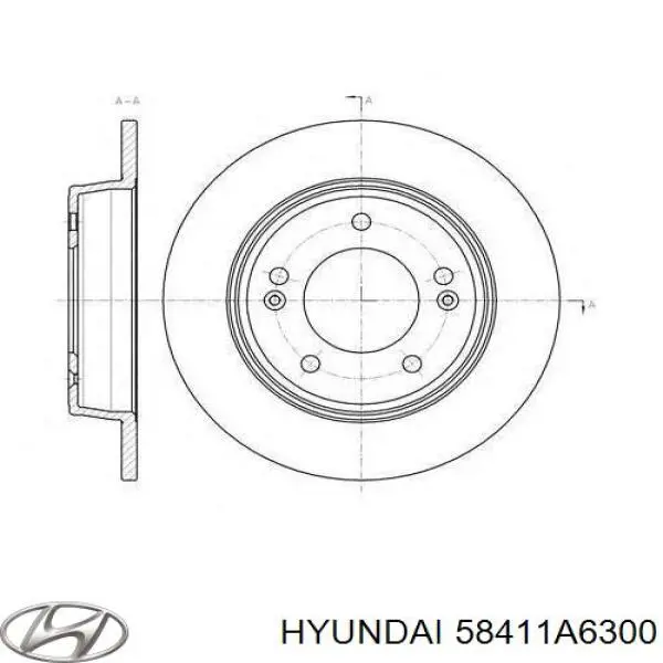 58411A6300 Hyundai/Kia disco do freio traseiro
