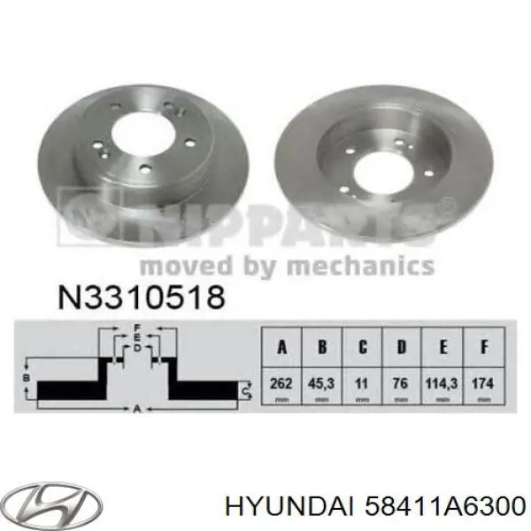 Тормозные диски 58411A6300 Hyundai/Kia