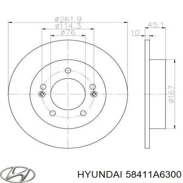 Задний дисковый тормоз Hyundai/Kia 58411A6300