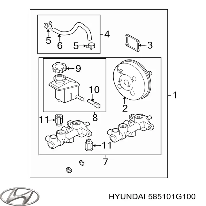 Главный тормозной цилиндр 585101G100 Hyundai/Kia