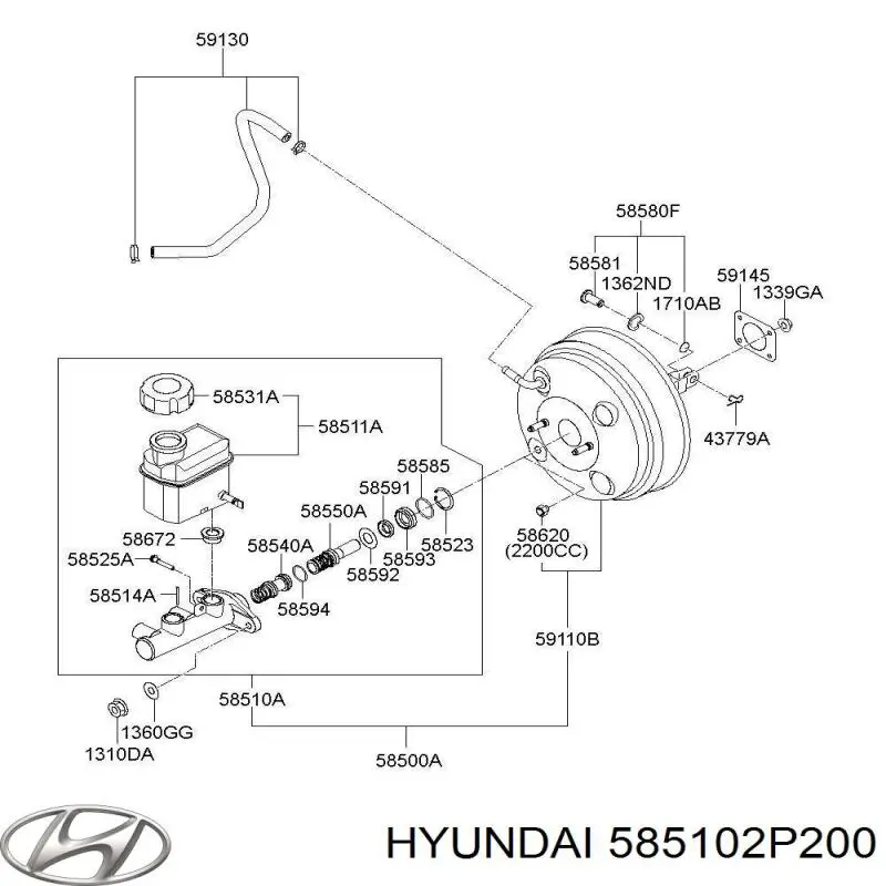 Цилиндр тормозной главный 585102P200 Hyundai/Kia