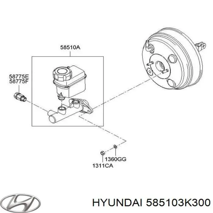 Цилиндр тормозной главный на Hyundai Grandeur TG