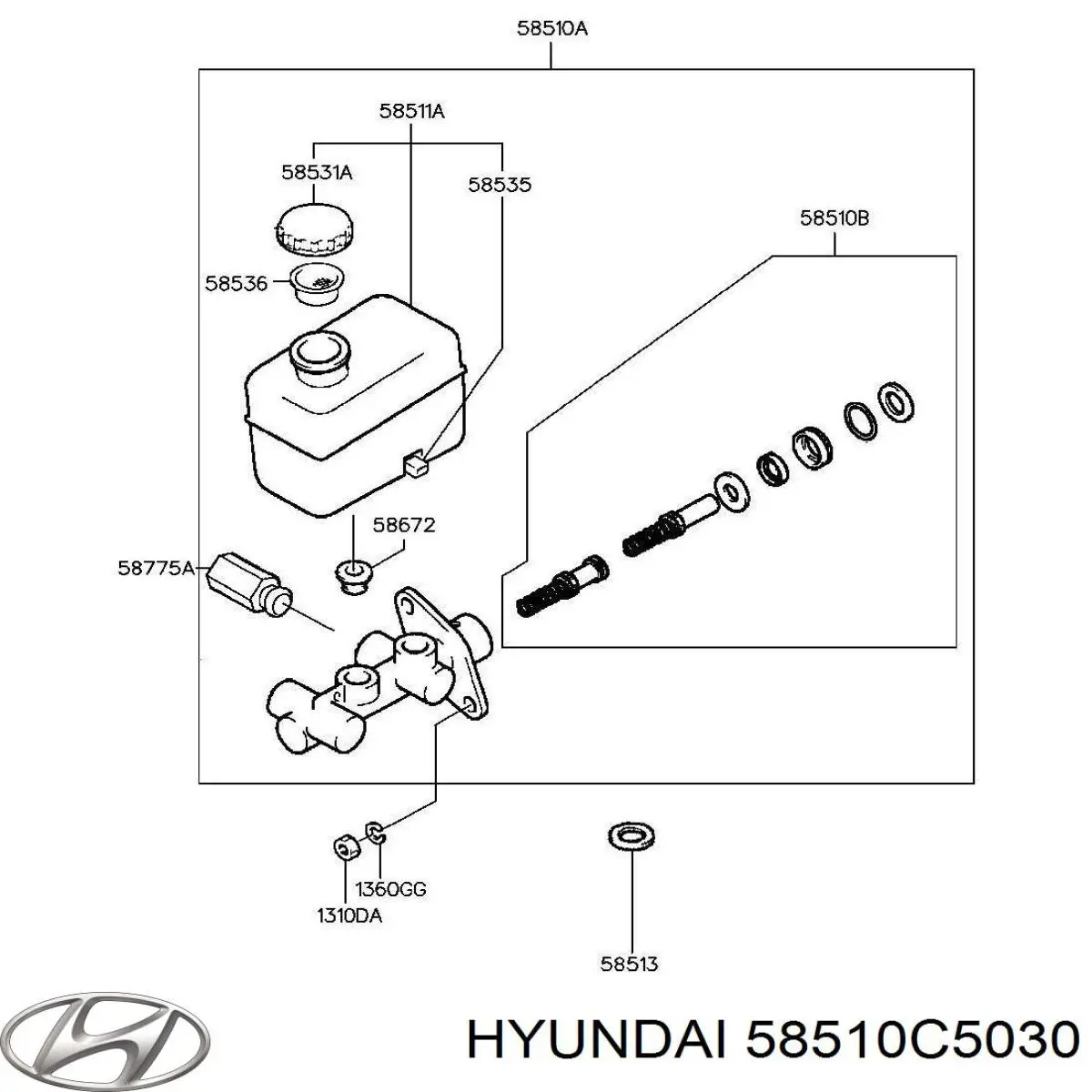 58510C5030 Hyundai/Kia Цилиндр тормозной, главный