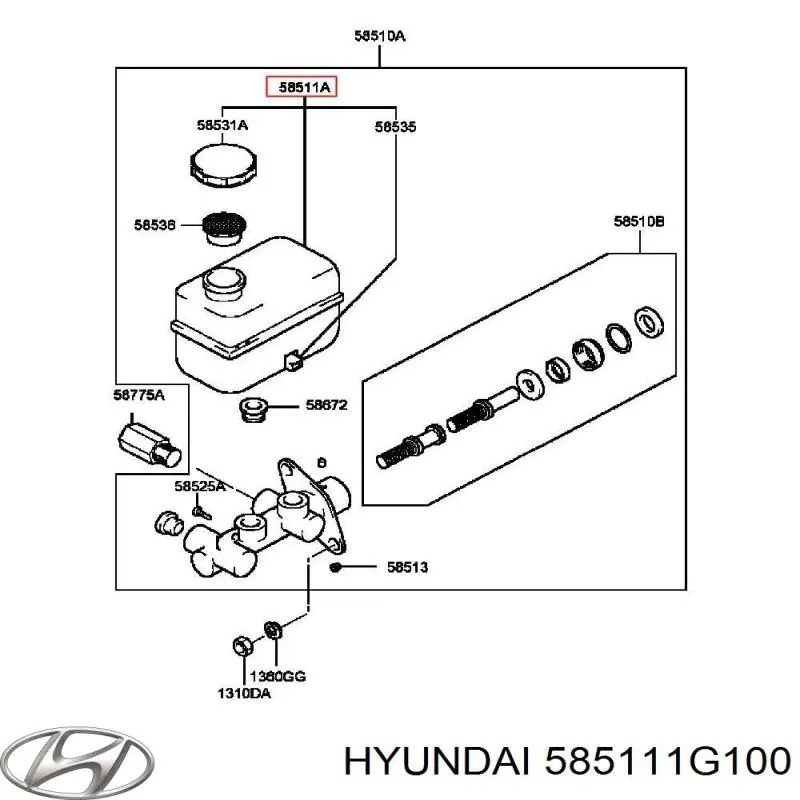 585111G100 Hyundai/Kia Бачок главного тормозного цилиндра
