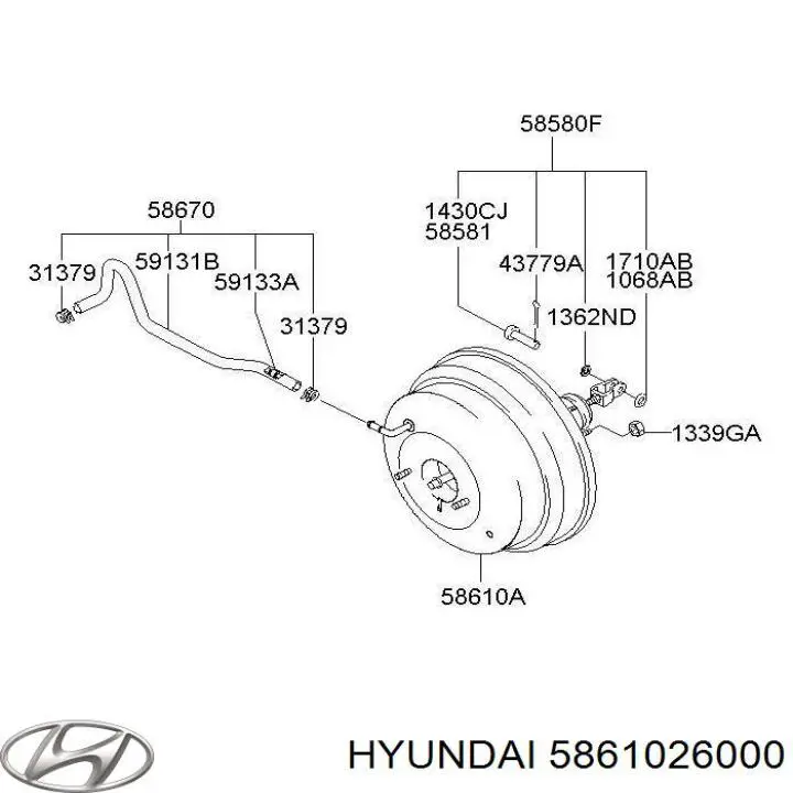 5861026000 Hyundai/Kia усилитель тормозов вакуумный