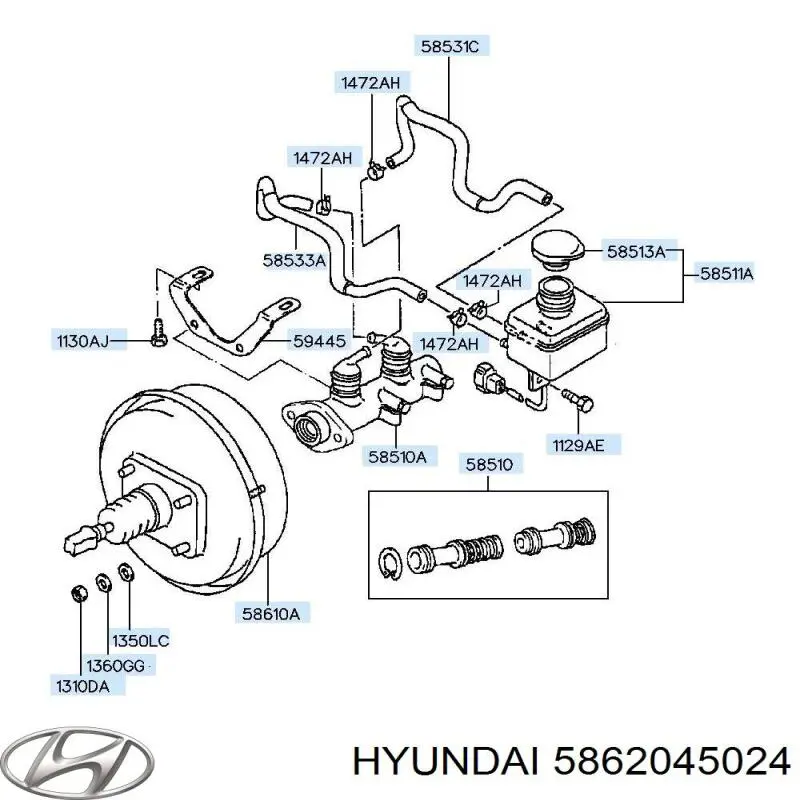 Цилиндр тормозной главный 5862045024 Hyundai/Kia