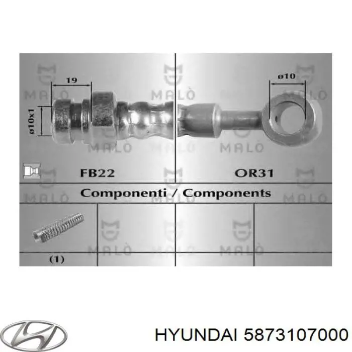 Купить 5873107000 Hyundai/Kia Шланг тормозной передний